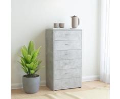 vidaXL Buffet avec 6 tiroirs Gris béton 50x34x96 cm Aggloméré