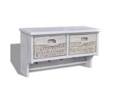 vidaXL Porte-manteau Blanc 60x23,5x33 cm Bois de Paulownia