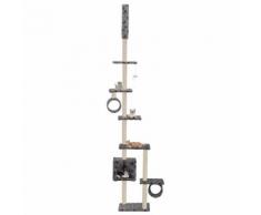 vidaXL Arbre à chat avec griffoirs en sisal 260 cm Gris Motif pattes