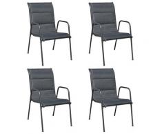 vidaXL Chaises empilables de jardin 4 pcs Acier et textilène Noir
