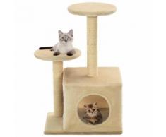 vidaXL Arbre à chat avec griffoir en sisal 60 cm Beige