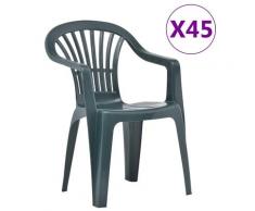 vidaXL Chaises empilables de jardin 45 pcs Plastique Vert