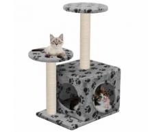 vidaXL Arbre à chat avec griffoir en sisal 60 cm Gris Motif de pattes
