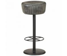 vidaXL Tabouret de bar Gris Cuir véritable