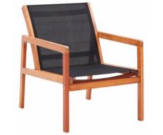 vidaXL Chaise de jardin Noir Bois d'eucalyptus solide et textilène