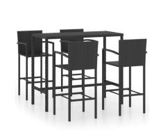vidaXL Ensemble de bar de jardin 5 pcs Résine tressée Noir