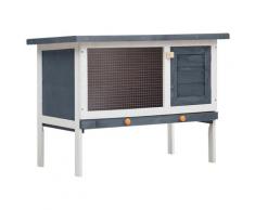 vidaXL Clapier d'extérieur 1 niveau Gris Bois