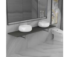 vidaXL Meuble de salle de bain à 3 pcs Céramique Gris