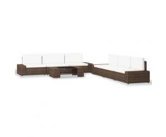 vidaXL Salon de jardin 7 pcs Résine tressée Marron