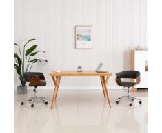 vidaXL Chaise pivotante de salle à manger Gris Bois courbé et tissu