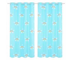 vidaXL Rideau occultant imprimé enfant 2pcs 140x240cm Arc-en-ciel Bleu