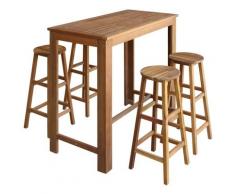 vidaXL Table et tabourets de bar 5 pcs Bois d'acacia massif