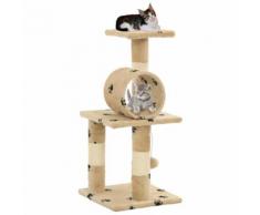 vidaXL Arbre à chat avec griffoir en sisal 65 cm Beige Motif de pattes