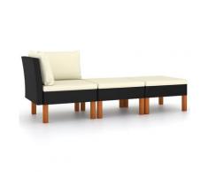 vidaXL Salon de jardin 3pcs Résine tressée et bois d'eucalyptus massif