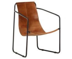 vidaXL Fauteuil de relaxation Marron Cuir véritable