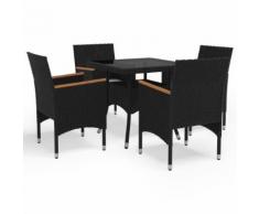 vidaXL Ensemble à dîner de jardin 5 pcs Noir Résine tressée et acacia