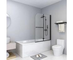 vidaXL Cabine de douche pliable 2 panneaux ESG 95x140 cm Noir