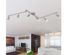 vidaXL Plafonnier avec 6 projecteurs LED Nickel satiné