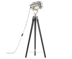 vidaXL Lampadaire à trépied Noir Bois de manguier massif 97 cm