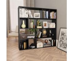 vidaXL Séparateur de pièce/Bibliothèque Noir 110x24x110 cm Aggloméré