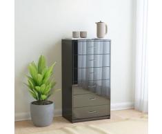 vidaXL Buffet avec 6 tiroirs Noir brillant 50x34x96 cm Aggloméré