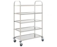 vidaXL Chariot de cuisine à 5 niveaux 107x55x147 cm Acier inoxydable