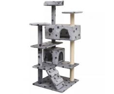 vidaXL Arbre à chat et griffoir Sisal 125 cm Empreintes de pattes Gris