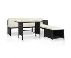vidaXL Salon de jardin 4 pcs Résine tressée Marron