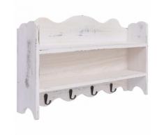 vidaXL Porte-manteau mural Blanc 50x10x30 cm Bois