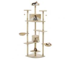 vidaXL Arbre à chat avec griffoirs en sisal 203 cm Beige et Blanc