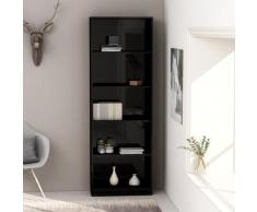 vidaXL Bibliothèque à 5 niveaux Noir brillant 60x24x175 cm Aggloméré