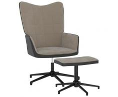 vidaXL Chaise de relaxation avec repose-pied Gris clair Velours et PVC