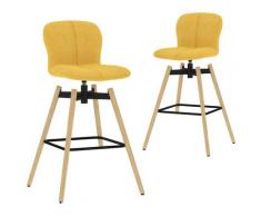 vidaXL Chaises pivotantes de bar 2 pcs Jaune Tissu