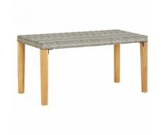 vidaXL Banc de jardin 120 cm Gris Résine tressée et bois d'acacia