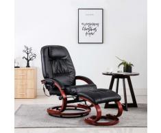 vidaXL Fauteuil de massage avec repose-pied Noir Similicuir
