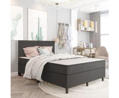 vidaXL Sommier tapissier Gris foncé Tissu 160x200 cm