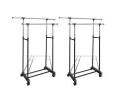 vidaXL Porte-manteaux réglables 2 pcs 2 rails d'accrochage