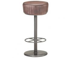 vidaXL Tabouret de bar Marron Cuir véritable