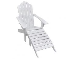 vidaXL Chaise de jardin avec pouf Bois Blanc