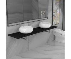 vidaXL Meuble de salle de bain à 3 pcs Céramique Noir