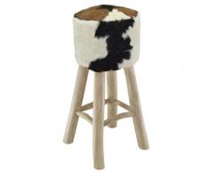 vidaXL Tabouret de bar Cuir véritable et bois de teck solide