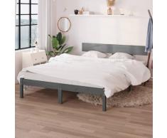 vidaXL Cadre de lit Gris Bois de pin massif 135x190 cm UK double