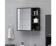 vidaXL Armoire à miroir de salle de bain Gris 62,5x20,5x64cm Aggloméré