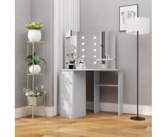 vidaXL Coiffeuse d'angle avec LED Gris béton 111x54x141,5 cm