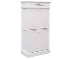 vidaXL Armoire à chaussures Blanc 50 x 28 x 98 cm Bois de Paulownia