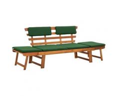 vidaXL Banc de jardin avec coussins 2-en-1 190 cm Bois solide d'acacia
