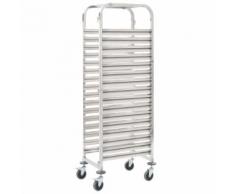 vidaXL Chariot de cuisine pour 16 plateaux 38x55x163 cm Inox