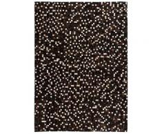 vidaXL Tapis Cuir véritable Patchwork 120 x 170 cm Carré Noir/Blanc