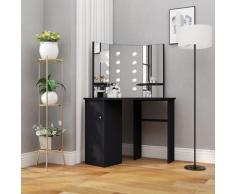 vidaXL Coiffeuse d'angle avec LED Noir 111x54x141,5 cm