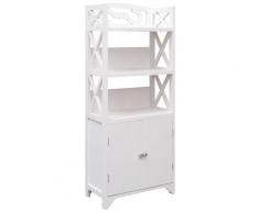 vidaXL Armoire de salle de bain Blanc 46x24x116 cm Bois de Paulownia